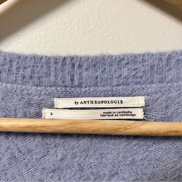 Anthropologie Fuzzy V‑Neck Sweater, Periwinkle Blue, SZ S - Picture 2 of 7